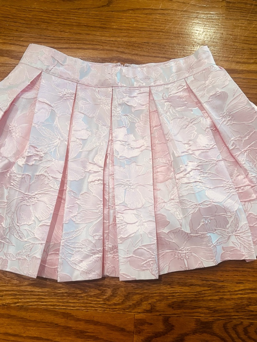 Altar'd State Pale Pink Floral Pleated Mini Skirt